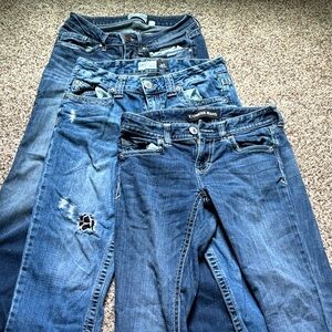 Express Women’s Blue Skinny Jeans Trio - Mixed Blue Washes